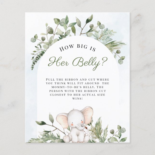 彼女の腹の少年の青い赤ちゃんシャワーゲームの大きさ (正面)