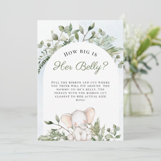 彼女の腹の少年の青い赤ちゃんシャワーゲームの大きさ 招待状 (スタンド正面)