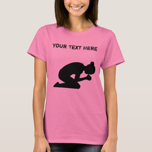 彼女の膝の祈ることの女性のシルエット Tシャツ (正面)