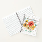 彼女の自然日記のための愛らしい水彩フローラ ノートブック (内部)