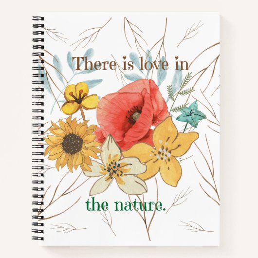 彼女の自然日記のための愛らしい水彩フローラ ノートブック (正面)
