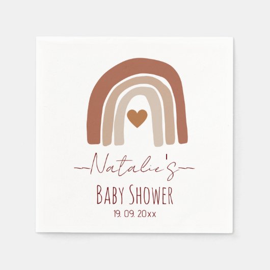 彼女の自然茶色のための愛らしい虹の赤ちゃんシャワー スタンダードカクテルナプキン (正面)