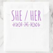 彼女の花かわいらし色のラベンダーデザイン 長方形シール (バッグ)