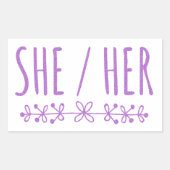 彼女の花かわいらし色のラベンダーデザイン 長方形シール (正面)