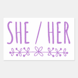 彼女の花かわいらし色のラベンダーデザイン 長方形シール