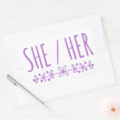 彼女の花かわいらし色のラベンダーデザイン 長方形シール (封筒)