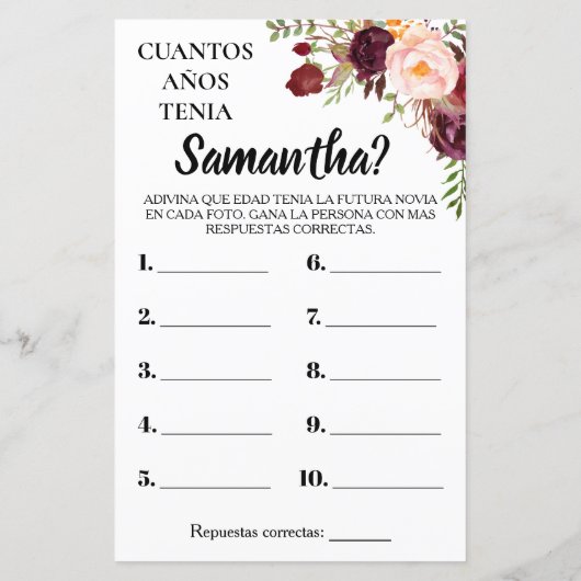 彼女の英語のゲームは何歳だったスペインの (裏面)