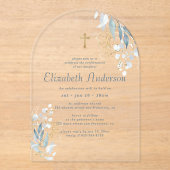 彼女の葉のモダン金ゴールド交差の確認 アクリル招待状 (正面)