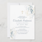 彼女の葉のモダン金ゴールド交差の確認 招待状 (正面)