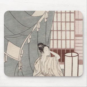 彼女の蚊帳によってひざまずいている若い女性1766年 マウスパッド
