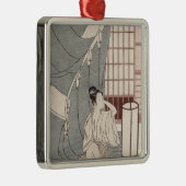 彼女の蚊帳によってひざまずいている若い女性1766年 メタルオーナメント (右)