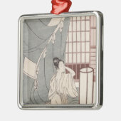 彼女の蚊帳によってひざまずいている若い女性1766年 メタルオーナメント (左)