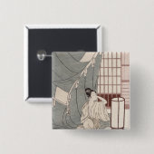 彼女の蚊帳によってひざまずいている若い女性1766年 缶バッジ (正面&裏面)