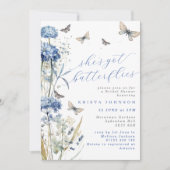 彼女の蝶得ブルーアジサイブライダルシャワー 招待状 (正面)