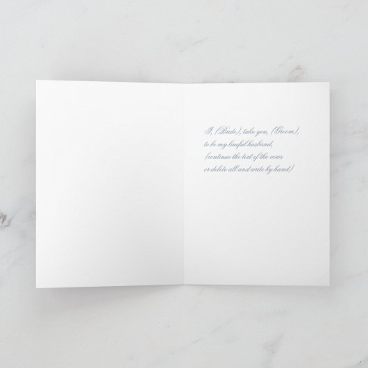 彼女の誓いほこりっぽいブルーヴィンテージクレストブライド結婚ズ カード (内部)