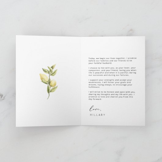 彼女の誓いイエローレモ結婚ンの誓いカード 案内状 (内部)