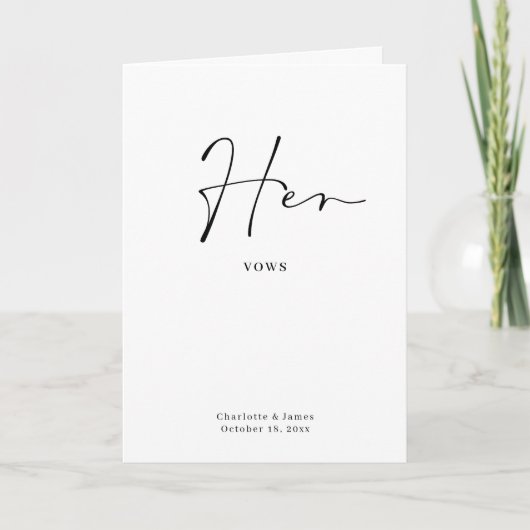 彼女の誓いカードのミニマリストのスクリプト カード (正面)