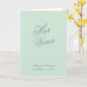 彼女の誓い ミントグリーン シンプルな結婚式の誓いの本 カード (黄色い花)