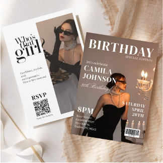 彼女の誕生日におしゃれな雑誌風の招待状 招待状