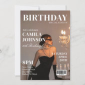 彼女の誕生日におしゃれな雑誌風の招待状 招待状 (正面)
