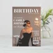 彼女の誕生日におしゃれな雑誌風の招待状 招待状 (スタンド正面)