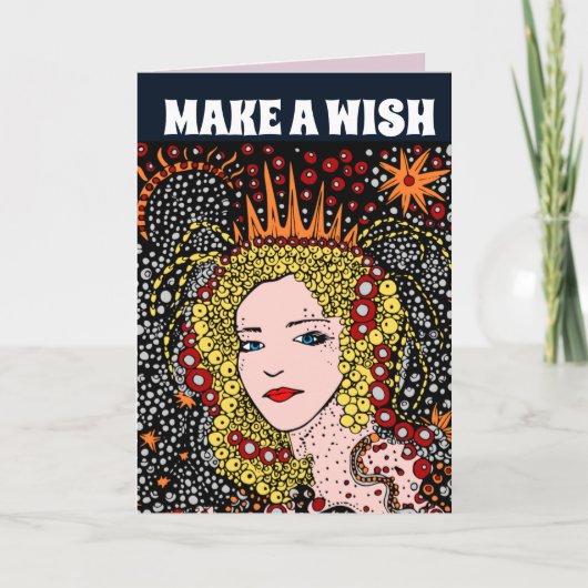 彼女の誕生日のプリティーレディークイーンカード サンキューカード (正面)