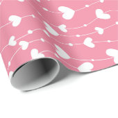 彼女の誕生日のベビーシャワーのためのピンクの白いハート ラッピングペーパー (ロールコーナー)
