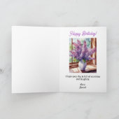 彼女の誕生日のライラック 水彩 カード (内部)