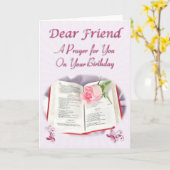 彼女の誕生日の友人のための祈りの言葉 カード (黄色い花)