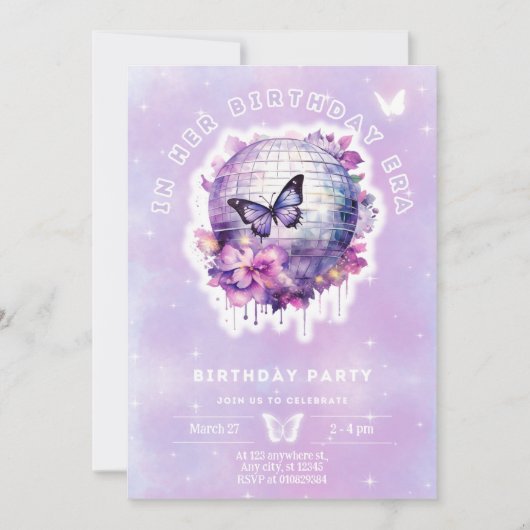 彼女の誕生日の誕生日の招待の女10代のの子 招待状 (正面)