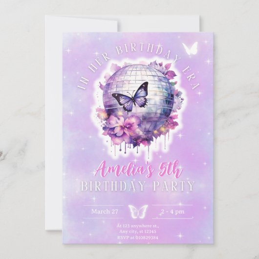 彼女の誕生日の誕生日の招待の女10代のの子 招待状 (正面)