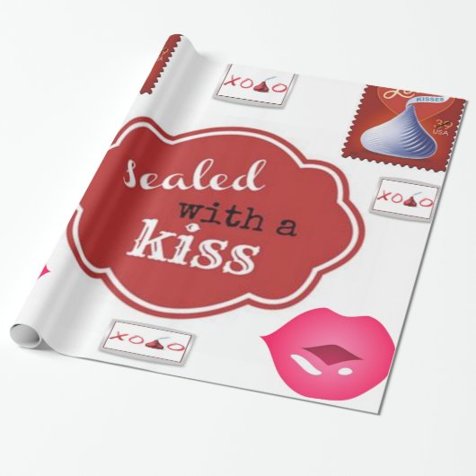 彼女の誕生日を包むキス10代の若者の紙を封印 ラッピングペーパー (アンロールド)