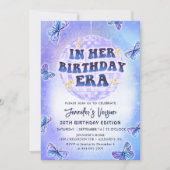 彼女の誕生日エラパープルバタフライ誕生日 招待状 (正面)