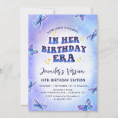 彼女の誕生日エラパープルバタフライ誕生日 招待状 (正面)