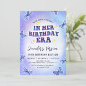 彼女の誕生日エラパープルバタフライ誕生日 招待状 (スタンド正面)