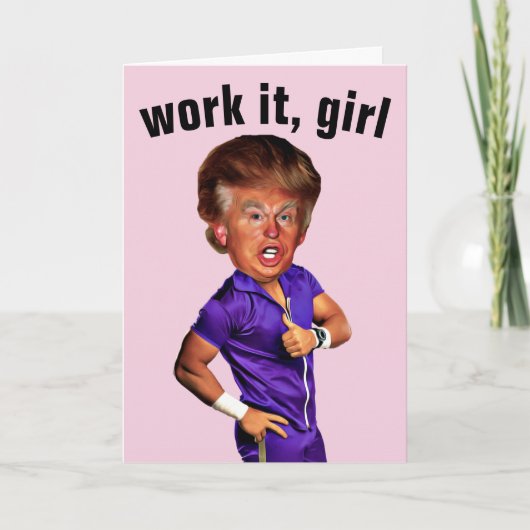 彼女の誕生日カードのためのドおもしろいナルドトランプ カード (正面)