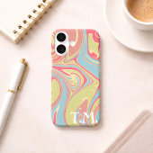 彼女の誕生日ギフト ピンクとグリーンの大理石モノグラム  Case-Mate iPhoneケース