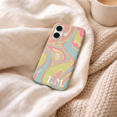 彼女の誕生日ギフト ピンクとグリーンの大理石モノグラム  Case-Mate iPhoneケース