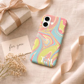 彼女の誕生日ギフト ピンクとグリーンの大理石モノグラム  Case-Mate iPhoneケース
