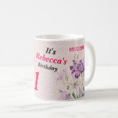 彼女の誕生日子猫と花バージョン コーヒーマグカップ (正面右)