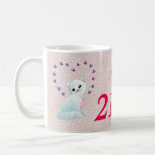 彼女の誕生日子猫と花バージョン コーヒーマグカップ (左)