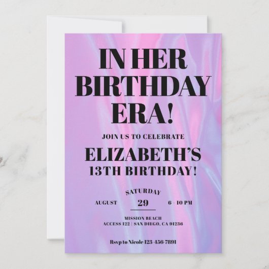 彼女の誕生日時代では年齢の誕生日パーティー 招待状 (正面)