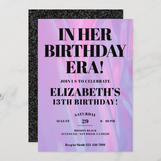 彼女の誕生日時代では年齢の誕生日パーティー 招待状 (正面/裏面)