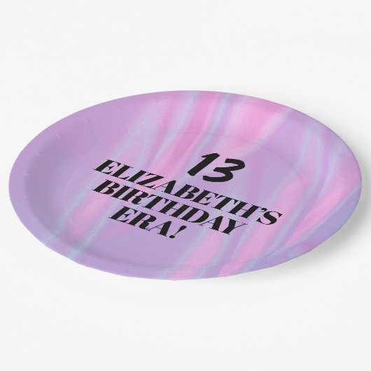 彼女の誕生日時代で任意の年齢の誕生日パーティー ペーパープレート (アングル)