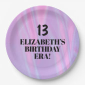 彼女の誕生日時代で任意の年齢の誕生日パーティー ペーパープレート (正面)
