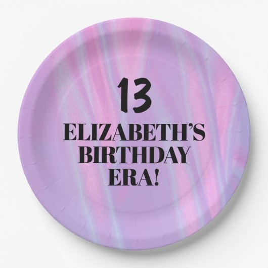 彼女の誕生日時代で任意の年齢の誕生日パーティー ペーパープレート (正面)