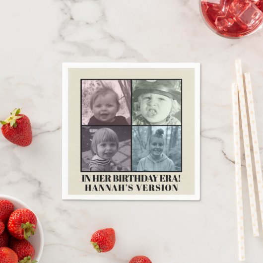 彼女の誕生日時代の写真時代の誕生日パーティー スタンダードカクテルナプキン (インサイチュ)