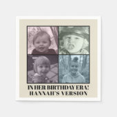 彼女の誕生日時代の写真時代の誕生日パーティー スタンダードカクテルナプキン (正面)