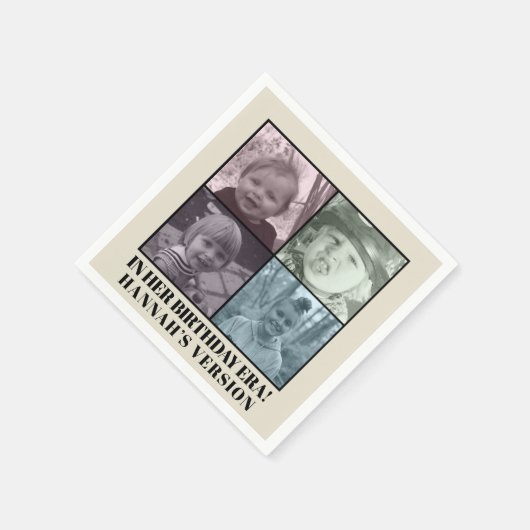 彼女の誕生日時代の写真時代の誕生日パーティー スタンダードカクテルナプキン (角)