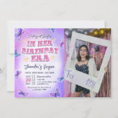 彼女の誕生日時代の誕生日パーティーの写真 招待状 (正面)